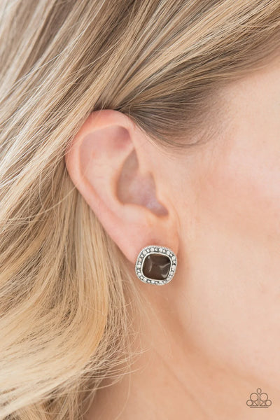 Paparazzi Ice Palace - Brown Post Earrings