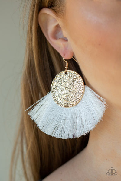 Paparazzi Foxtrot Fringe - Gold Earrings