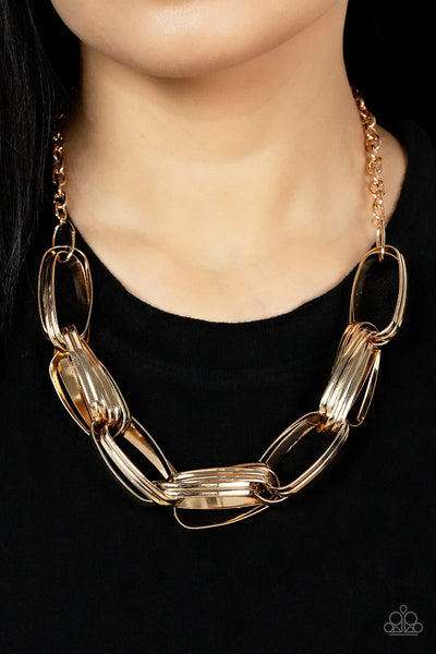 Paparazzi Fiercely Flexing -  Gold Necklace