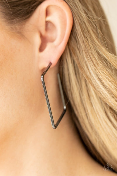 Paparazzi Material Girl Magic - Black Hoop Earrings