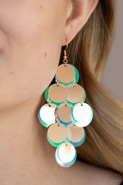 Paparazzi Sequin Seeker - Copper Earrings