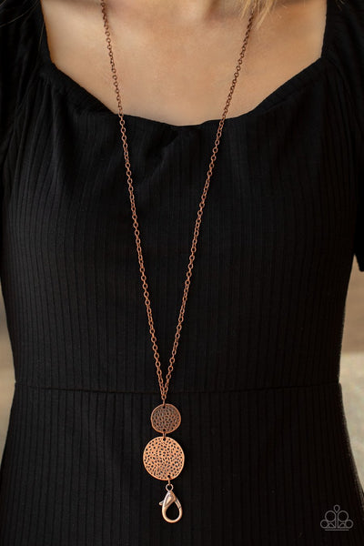 Paparazzi Shoulder to Shoulder - Copper Lanyard Necklace