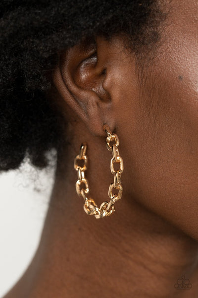 Paparazzi Strong Together - Gold Hoop Earrings