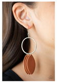 Paparazzi Leafy Laguna - Brown Earrings