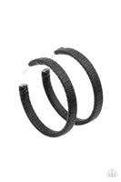 Paparazzi Leather-Clad Legend - Black Hoops Earrings