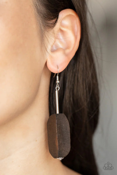 Paparazzi Tamarack Trail - Brown Wood Earrings
