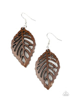 Paparazzi LEAF ‘Em Hanging - Brown Wood Earrings
