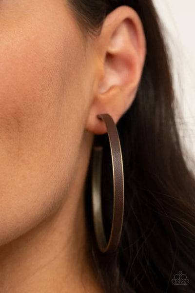 Paparazzi Fearless Flavor - Brass Hoop Earrings