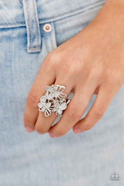 Paparazzi Flighty Flutter - White Ring