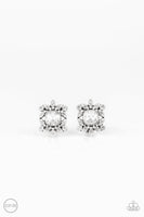 Paparazzi First-Rate Famous - White Clip-On Earrings