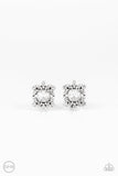 Paparazzi First-Rate Famous - White Clip-On Earrings