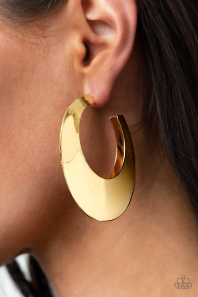 Paparazzi Going OVAL-board - Gold Hoop Earrings