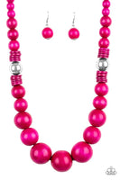 Paparazzi Panama Panorama - Pink Wood Necklace