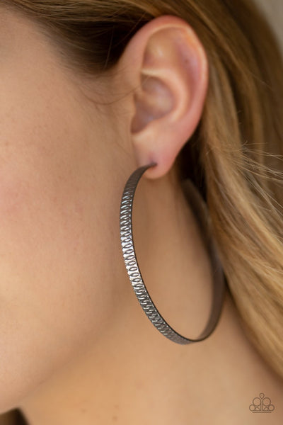 Paparazzi Retro Rebellion - Black Hoop Earrings