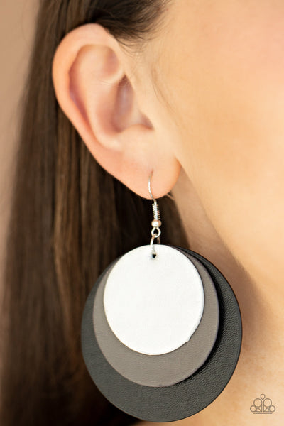 Paparazzi LEATHER Forecast - Black Earrings