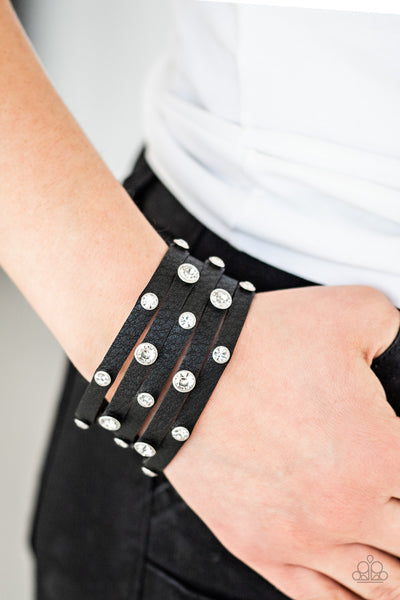 Paparazzi Rhinestone Reputation - Black Wrap Bracelet