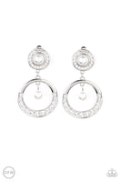 Paparazzi Royal Revival - White Clip-On Earrings