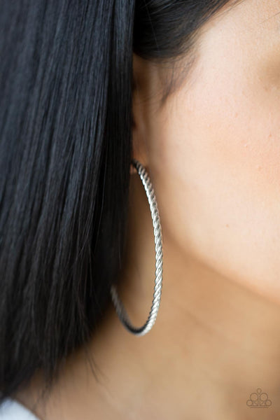 Paparazzi Resist The Twist - Silver Hoop Earrings