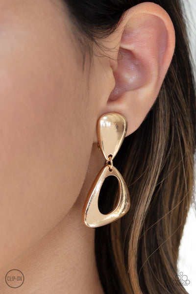 Paparazzi Going for BROKER - Gold Clip-On Earrings