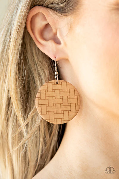 Paparazzi Natural Novelty - Brown Wood Earrings