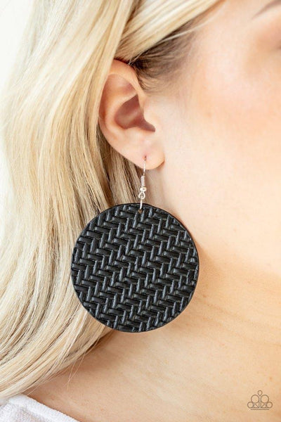 Paparazzi Plaited Plains - Black Earrings