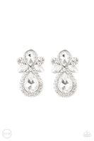Paparazzi Celebrity Crowd - White Clip-On Earrings