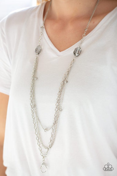 Paparazzi Dare To Dazzle - Silver Lanyard Necklace