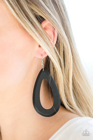 Paparazzi Malibu Mimosas - Black Wood Earrings