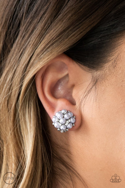 Paparazzi Par Pearl - Silver Clip-On Earring