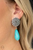Paparazzi Prairie Bliss - Blue Clip-On Earrings