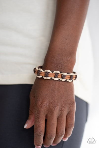 Paparazzi Don't WEAVE Me Hanging - Brown Bracelet