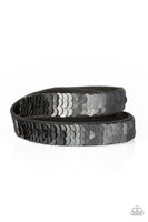 Paparazzi Under The SEQUINS -Black/Gold Wrap Bracelet