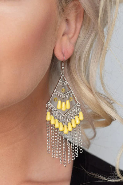 Paparazzi Trending Transcendence - Yellow Earrings