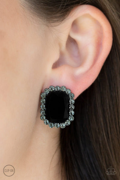 Paparazzi Glitter Enthusiast - Black Clip-On Earrings