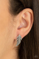 Paparazzi Feathered Fortune - Silver Post Earrings