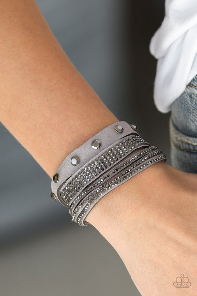 Paparazzi Totally Rockable - Silver Wrap Bracelet