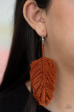 Paparazzi Hanging by a Thread - Brown Earrings