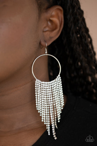 Paparazzi Streamlined Shimmer - White Earrings