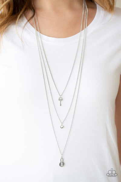 Paparazzi Secret Heart - Silver Necklace