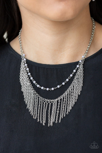Paparazzi Fierce In Fringe - Silver Necklace