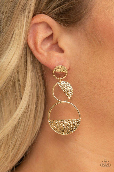 Paparazzi Triple Trifecta - Gold Post Earrings