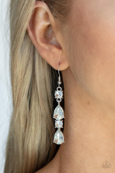 Paparazzi Raise Your Glass to Glamorous - White Earrings