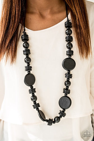 Paparazzi Tiki Tonga - Black Wood Necklace