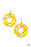 Paparazzi Dominican Daisy - Yellow Wood Earrings