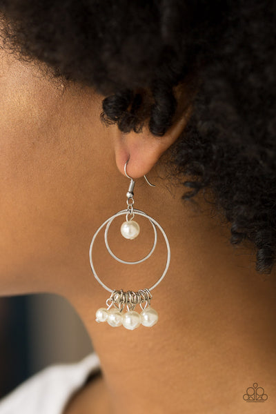 Paparazzi New York Attraction - White Earrings