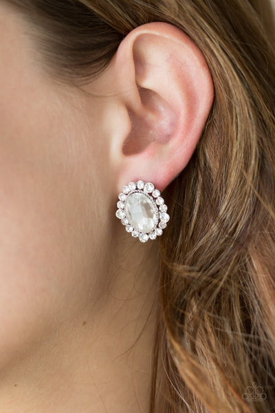 Paparazzi Hold Court - White Post Earrings