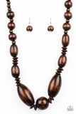 Paparazzi Summer Breezin - Brown Wood Necklace