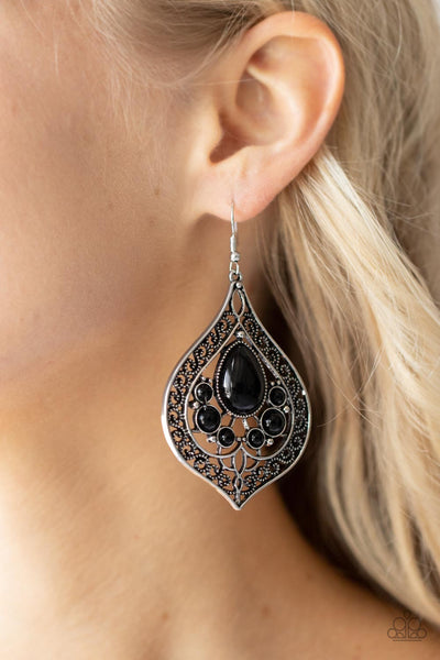 Paparazzi New Delhi Nouveau - Black Earrings