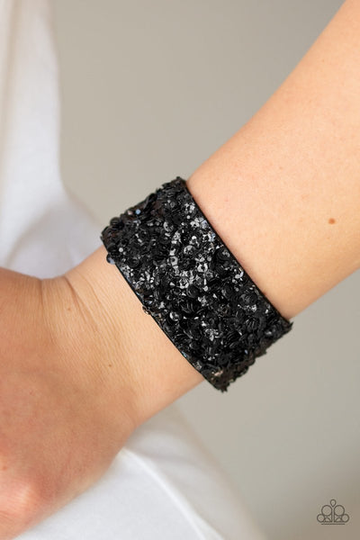 Paparazzi Starry Sequins - Black Wrap Bracelet