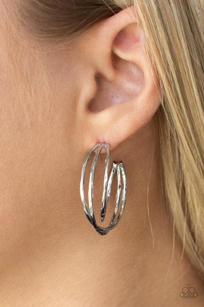Paparazzi City Contour - Silver Hoop Earrings